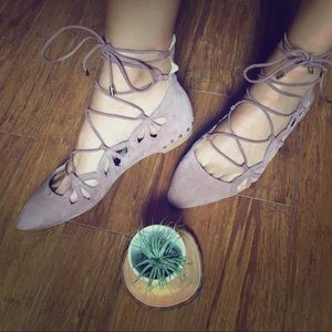 Zara blush lace up ballerina flats size 40/ size 9